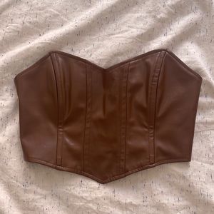 Princess Polly Brown Leather Corset Top (fake leather)